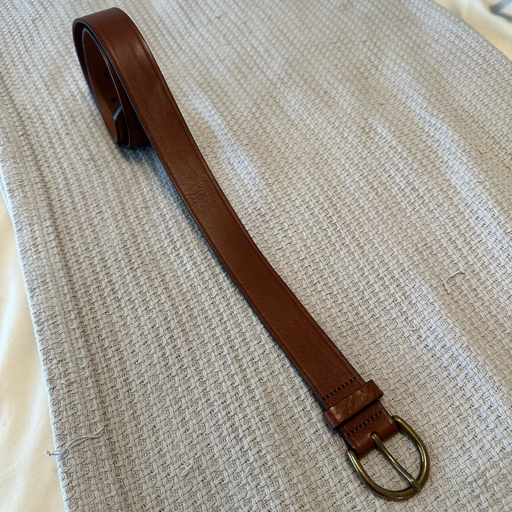 Madewell Brown Genuine Leather Belt with Brushed Buckle